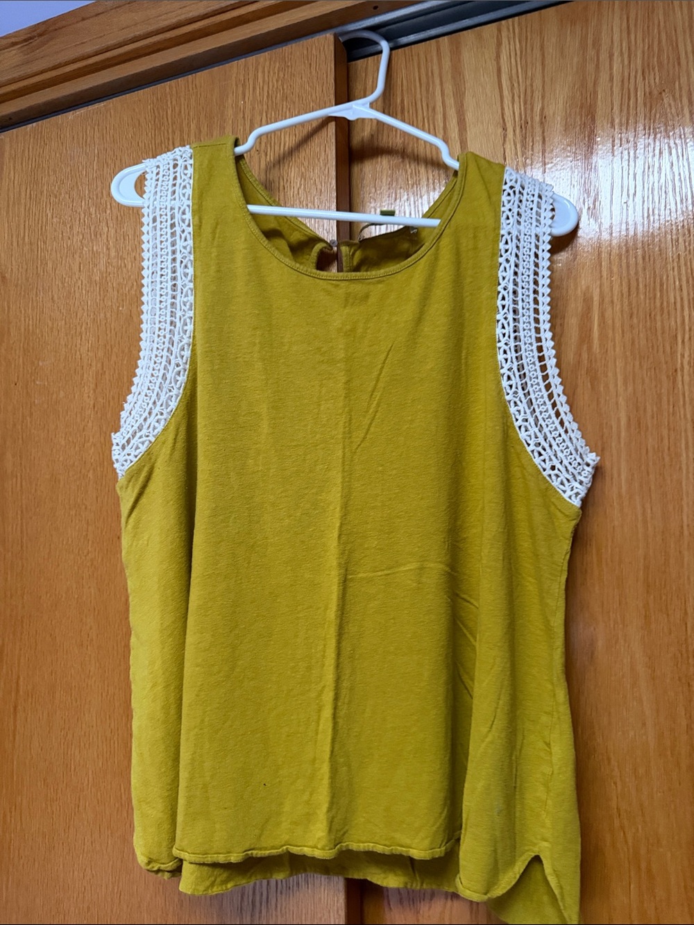 Sigrid Olsen Crochet-Trim Tank in Mustard